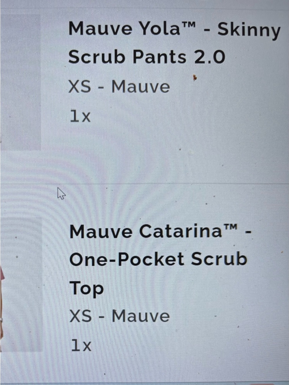 FIGS Mauve Yola- Skinny Pants XS 2.0  and Mauve Catarina One Pocket Scrub Top XS